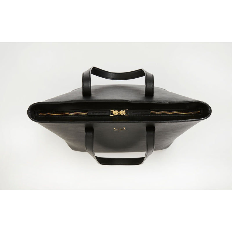 Klassisk vegansk læder tote bag/taske i sort